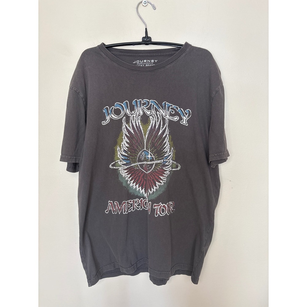 Lucky Brand Journey American Tour Graphic T-Shirt Charcoal Gray Mens Large
